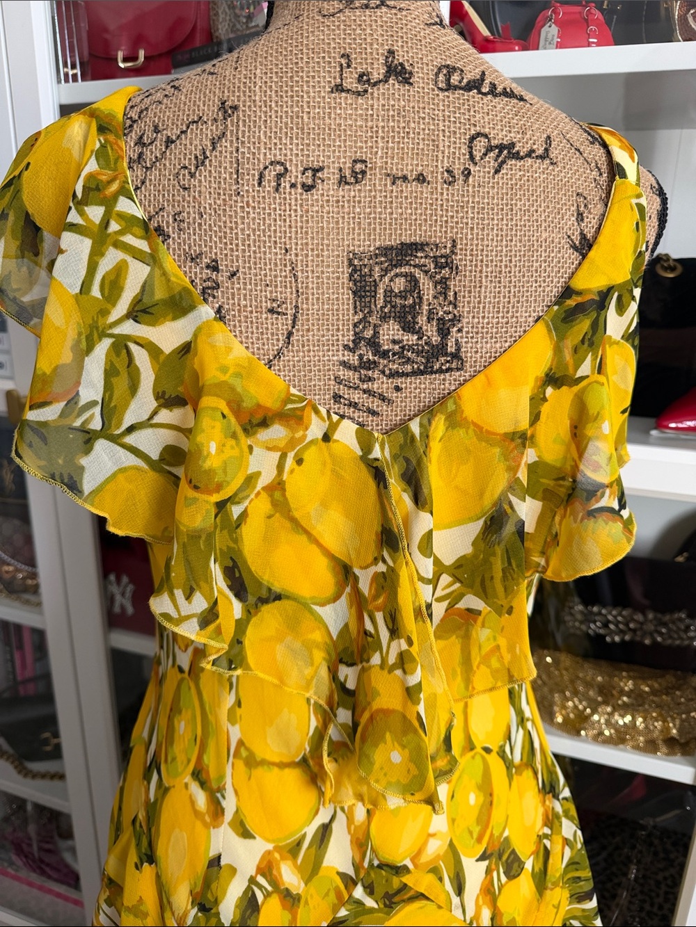 Y2K Signature by Robbie Bee Yellow Lemon-Print Ruffle Midi Dress - Picture 5 of 9